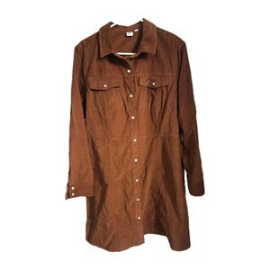 GAP Sierra Brown Corduroy Mini Dress  Button Front  Size L